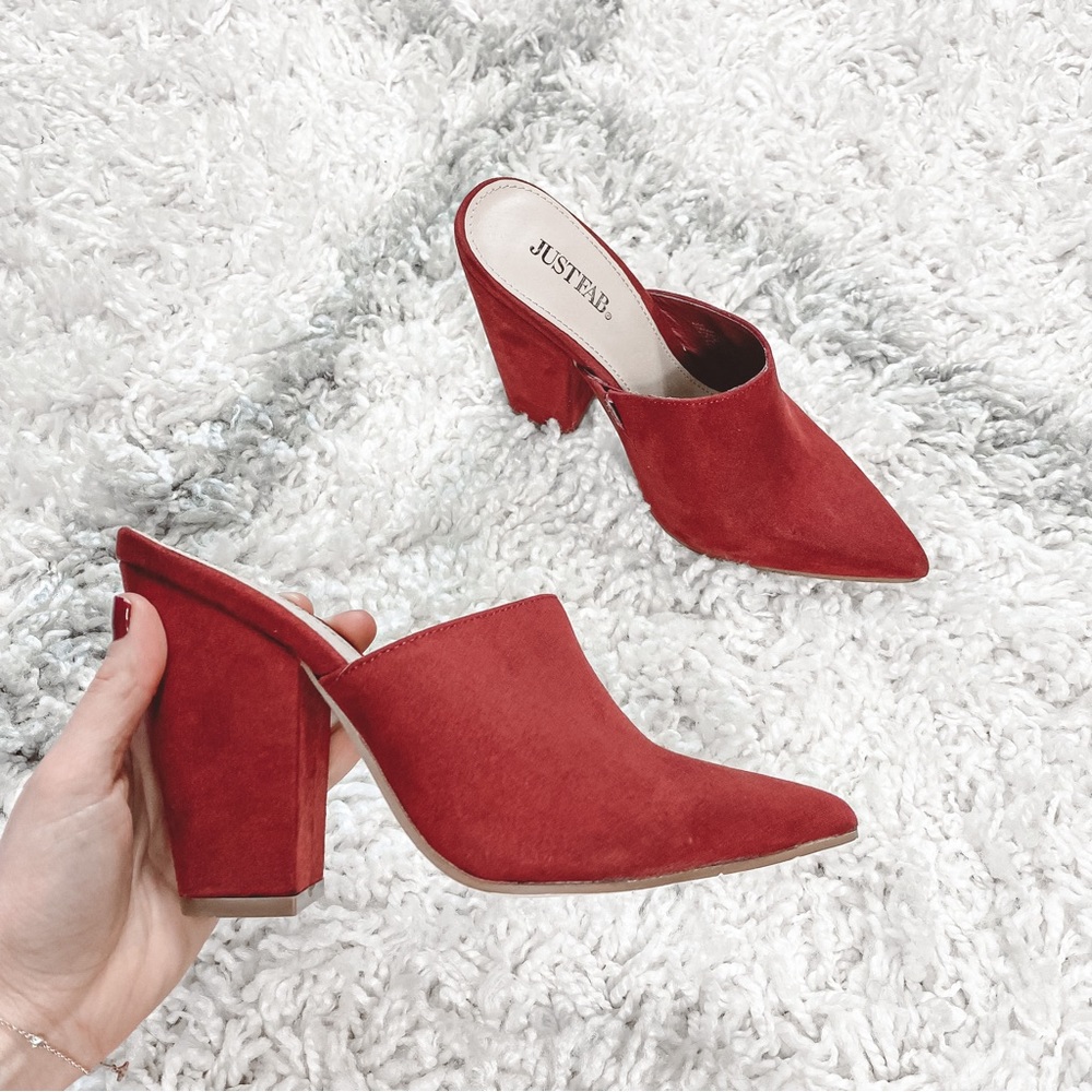 JustFab Red Slide On Angie Heels Size 6